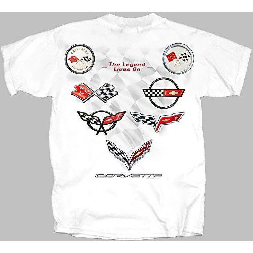 Joe Blow Men's Corvette C1-C7 Flag Collection T-Shirt-White-small